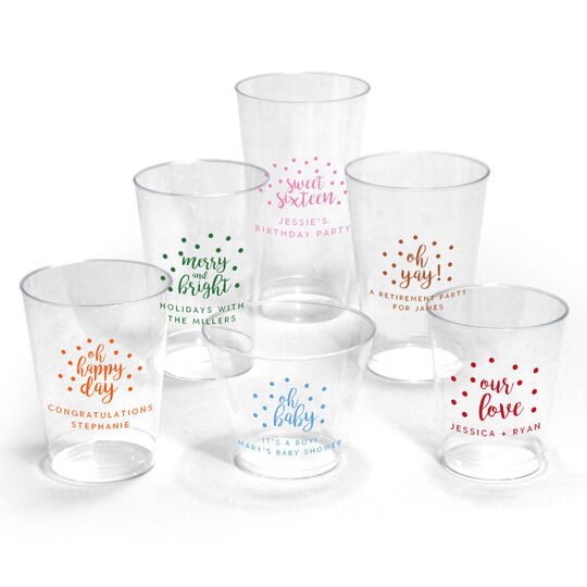 Personalized Confetti Dot Clear Plastic Cups
